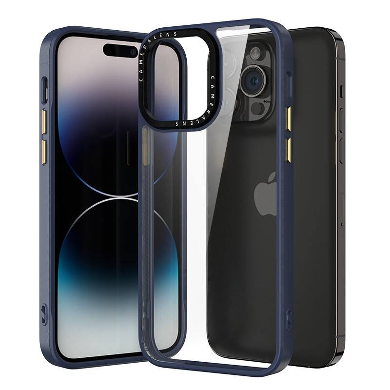 Pro iPhone 14 Pro PC TPU průhledné pouzdro na telefon Zadní kryt proti pádu s kovovými tlačítky Pro iPhone 14 Pro PC TPU průhledné pouzdro na telefon Zadní kryt proti pádu s kovovými tlačítky